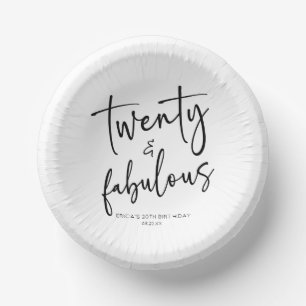 Twenty & Fabulous Minimalist 20th Birthday Party Paper Plate