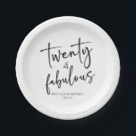 Twenty & Fabulous Minimalist 20th Birthday Party Paper Plate<br><div class="desc">This is a Twenty & Fabulous Minimal Minimalist Black White 20th Birthday Party Paper Plates!</div>