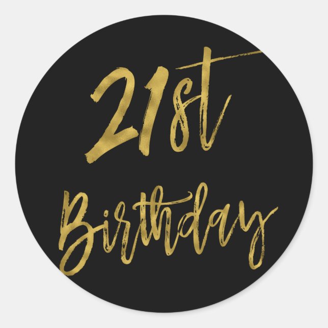 Twenty First Gold Foil Birthday Sticker (Front)
