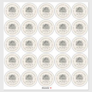 Twenty-five 2.5" Honey Mason Jar Lid Labels Skep