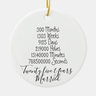 Twenty five years married Anniversary 25th wedding Ceramic Tree Decoration