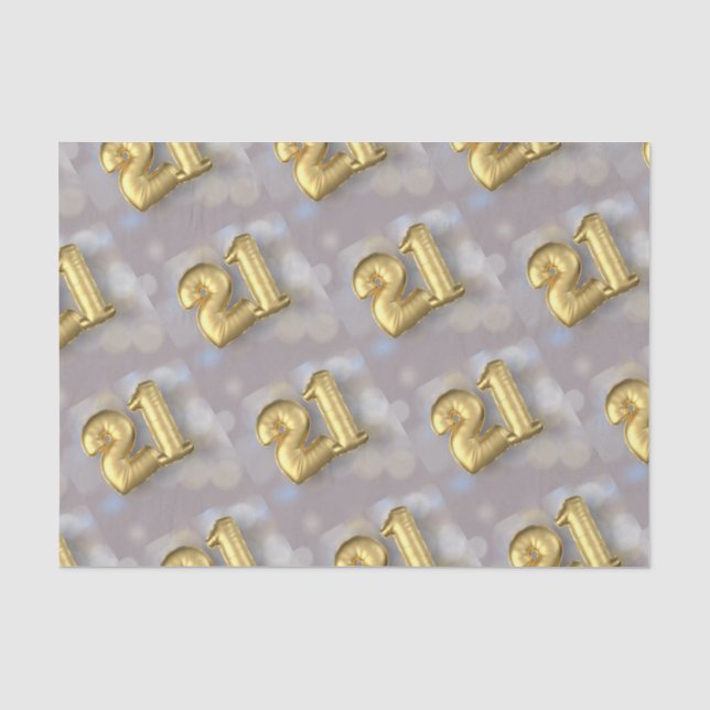 Twenty One 21 Gold Balloons Tissue Paper (Front)