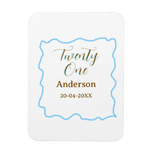 twenty one birthday blue golden spanish border nam magnet