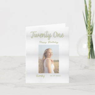 twenty one birthday green photo ombre girl grey tr note card