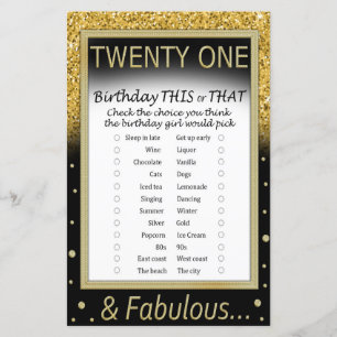 Twenty One Birthday This or That Game