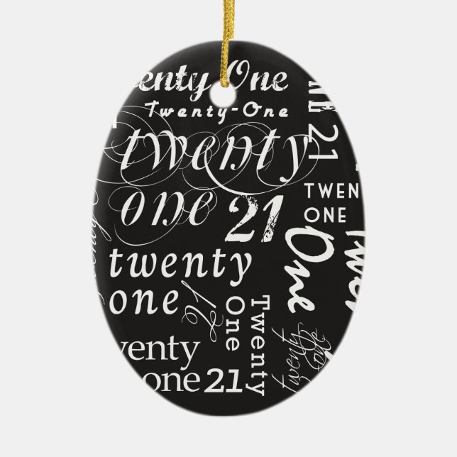 Twenty One Ceramic Tree Decoration (Front)