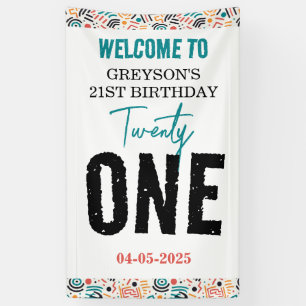Twenty one Colourful Geometric 21st Birthday Banner