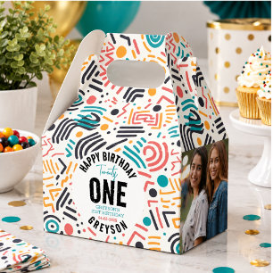 Twenty one   Colourful Geometric 21st Birthday Favour Box