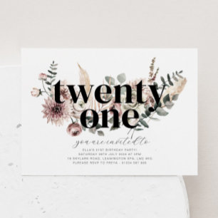 Twenty one Florals - 21st Birthday Invitation