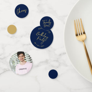 Twenty One Gold & Navy Modern 21st Birthday Party Confetti