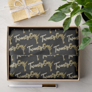 Twenty one gold on black birthday or annversary tissue paper