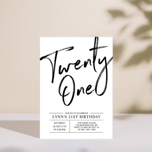Twenty one | Modern 21st Birthday Party Invitation (Creator Uploaded)