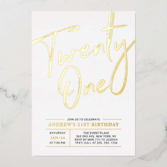 Twenty One Modern Gold 21st Birthday Party (Front)