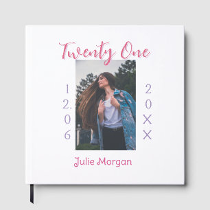 twenty one photo birthday pink purple girl boy nam guest book
