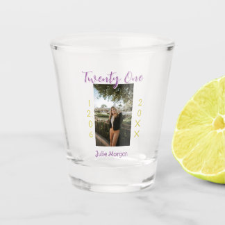 twenty one photo birthday pink purple girl boy nam shot glass