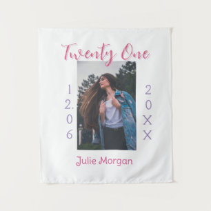 twenty one photo birthday pink purple girl boy nam tapestry