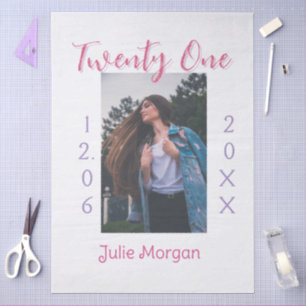 twenty one photo birthday pink purple girl boy nam tissue paper