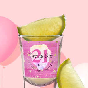 Twenty One Pretty Rose Pink Pretty Birthday Party  Shot Glass