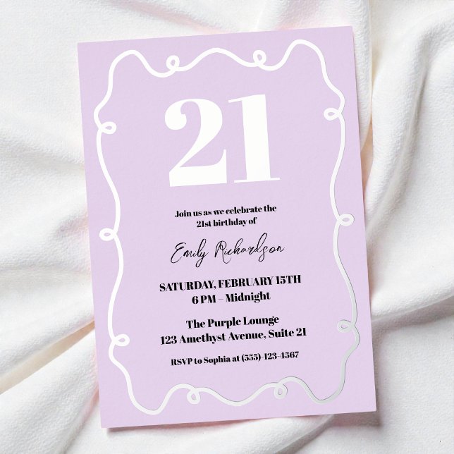 Twenty One Purple Elegant Chic 21st Birthday Party (Twenty One Purple Elegant Chic 21st Birthday Party Foil Invitation)