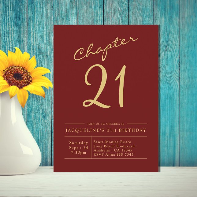 Twenty One Red Gold 21st Birthday Party Invitation (Creator Uploaded)
