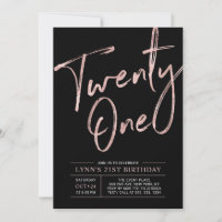 Twenty one | Rose Gold & Black 21st Birthday Party