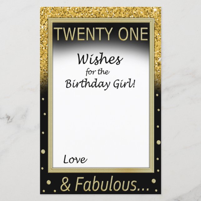 Twenty One Wishes for the birthday girl (Front)