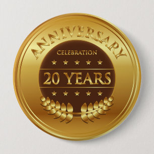 Twenty Years Anniversary Celebration Gold Medal 10 Cm Round Badge