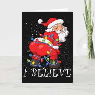 Twerking Santa Claus I Believe Christmas Tree Ligh Card