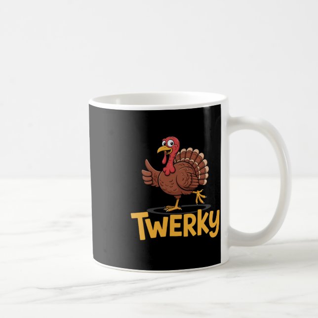 Twerky Funny Thanksgiving Dancing Turkey Pun  Coffee Mug (Right)