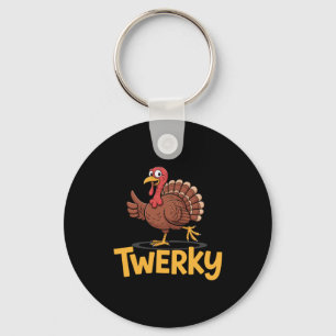 Twerky Funny Thanksgiving Dancing Turkey Pun Key Ring