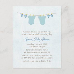 Twice As Nice Baby Boy Shower Invitations