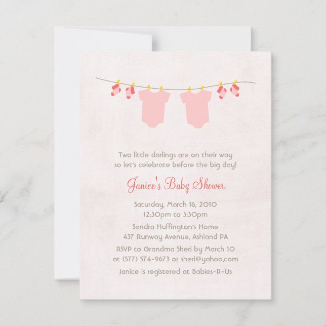 Twice As Nice Baby Girls Shower Invitations (Front)