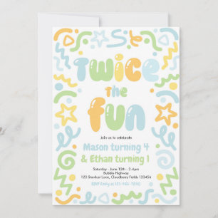 Twice The Fun Joint Birthday Party Balloon  Invitation