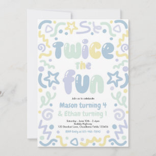 Twice The Fun Joint Birthday Party Balloon  Invitation