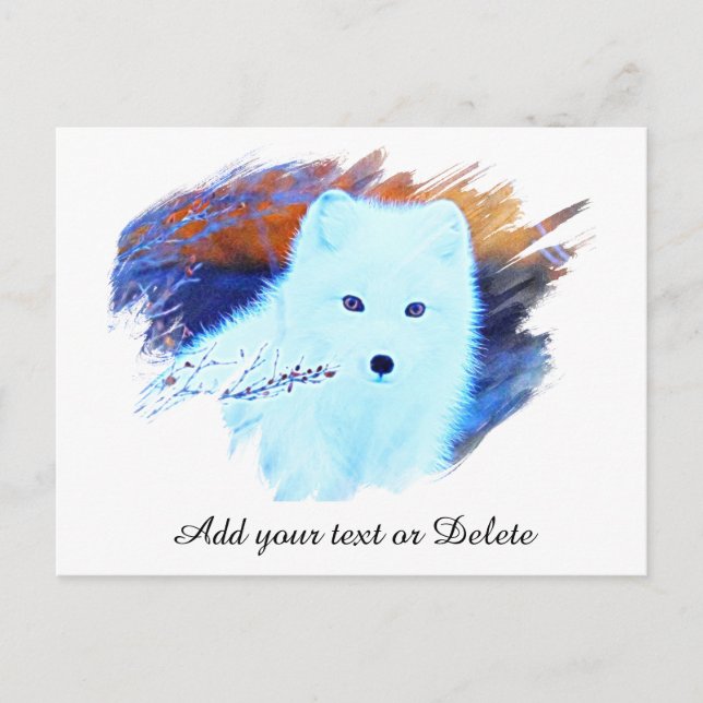*~* Twig AP18 - Snow Fox White Fox Arctic Polar Postcard (Front)