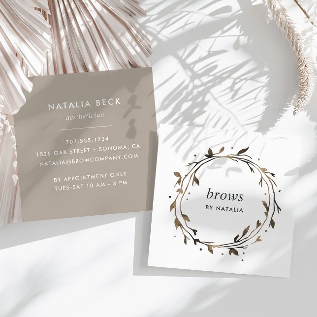 Twig Botanical Wreath Square Business Card (Creator Uploaded)