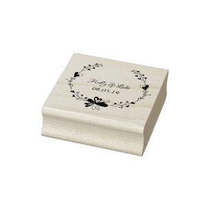 Twigs and Flowers Modern & Minimalist Rubber Stamp