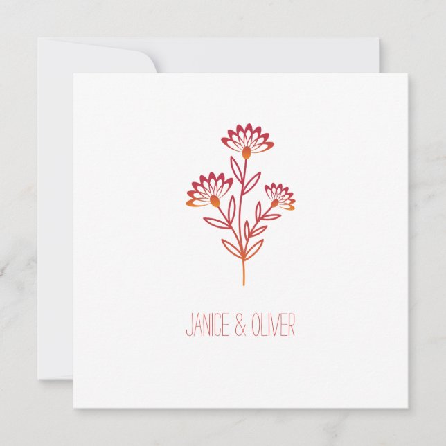 Twigs and Flowers Red & Orange Modern & Minimalist Invitation (Front)