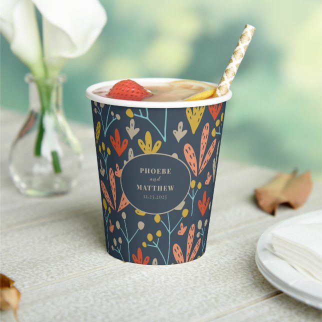 Twigs and Leaves Botanical Pattern Paper Cups (Insitu)