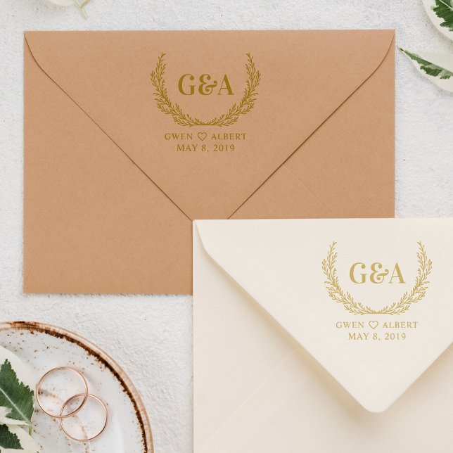 Twigs Couple  Initials & Names Wedding Monogram Rubber Stamp (Creator Uploaded)