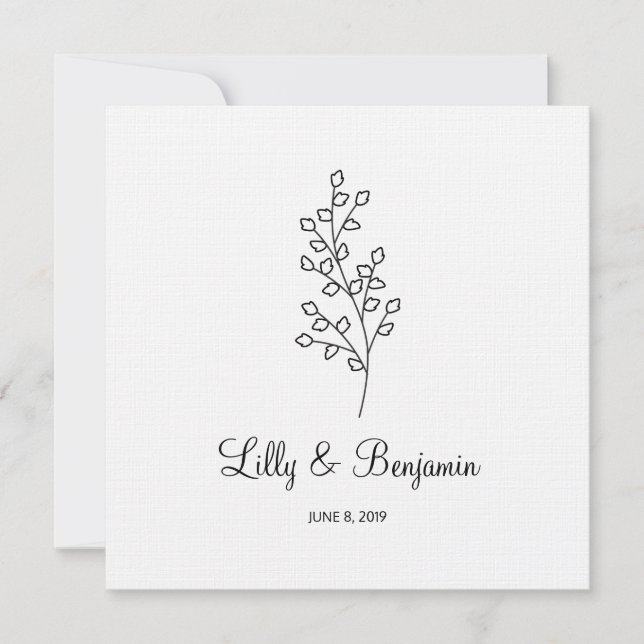 Twigs Wedding Monogram Invitation Design (Front)