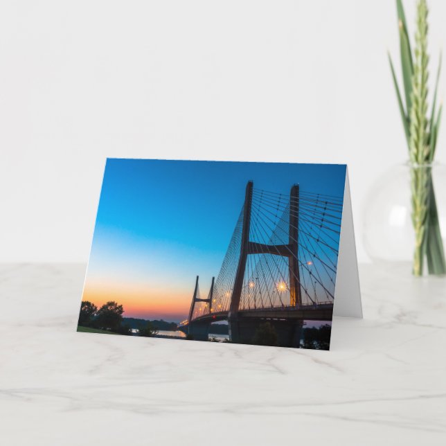 Twilight At Bill Emerson Bridge Greeting Card (Front)