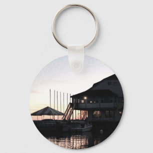 Twilight at lake waterfront, Kingston, Ontario Key Ring