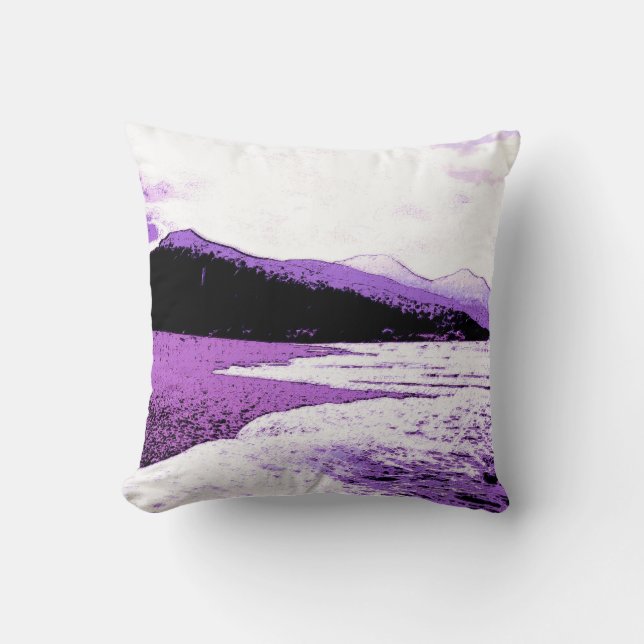 Twilight beach in violet and purple cushion (Front)