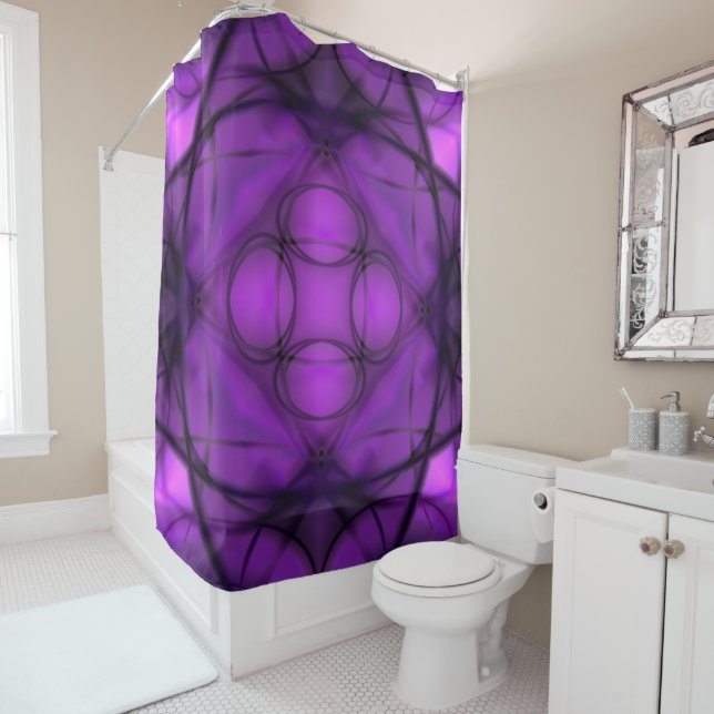 Twilight Bloom Shower Curtain (In Situ)