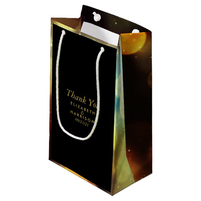 Twilight Bokeh Lights Wedding Favor Small Gift Bag (Front Angled)