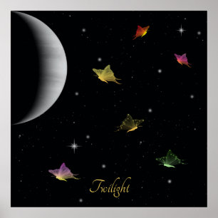 Twilight Butterflies Poster