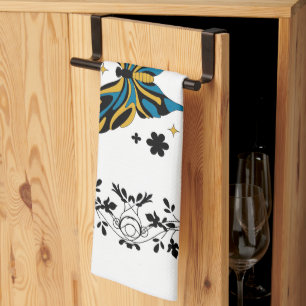 Twilight Butterfly Bloom – Fantasy Floral Artwork Tea Towel