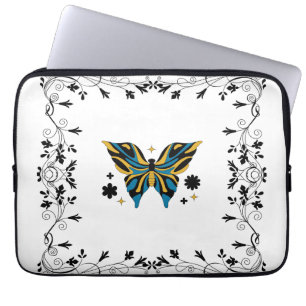 Twilight Butterfly – Floral Contrast Harmony Laptop Sleeve