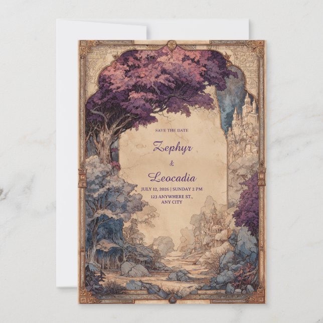 Twilight Castle Enchanted Forest Wedding Invitation (Front)